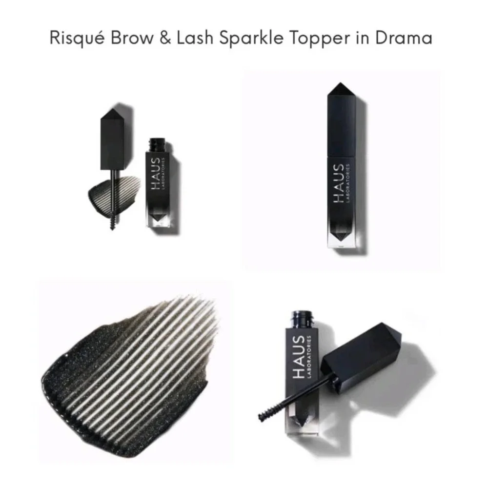 Haus Laboratories Risque Brow and Lash Topper Drama Black with Glitter Mascara